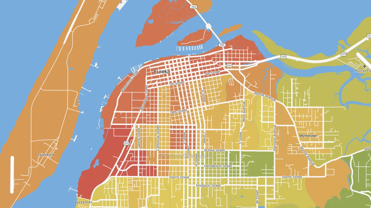 Old Town, Eureka, CA Map of Vehicle Theft Rates