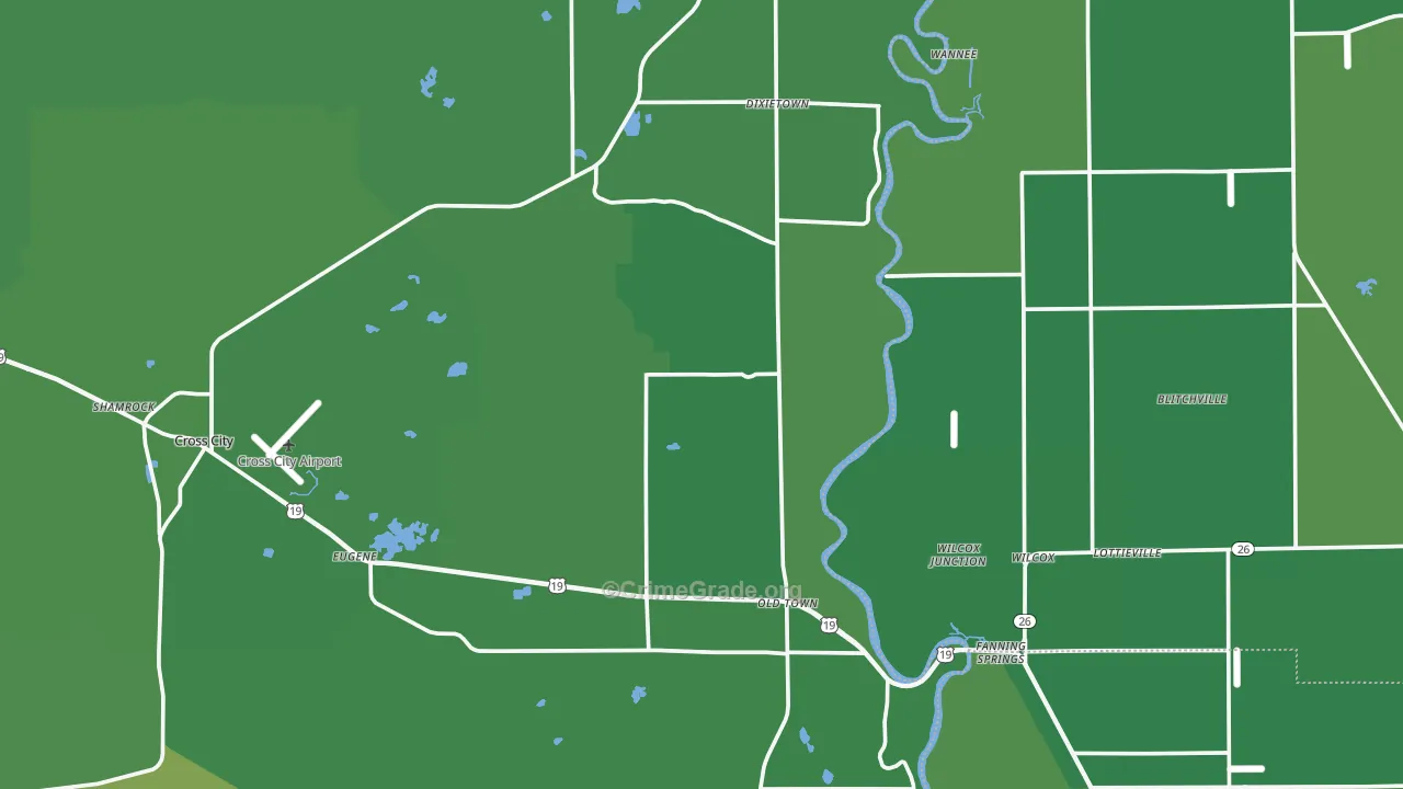 Old Town, FL Map of Vehicle Theft Rates