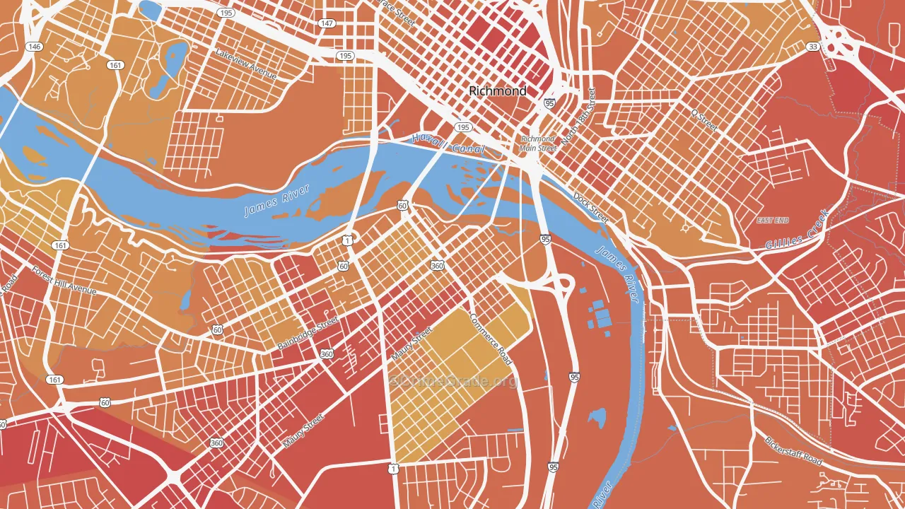 Old Town Manchester, Richmond, VA Map of Vehicle Theft Rates