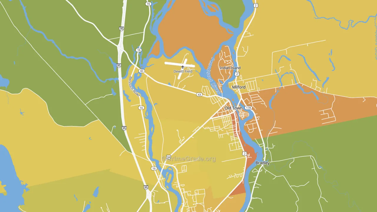 Old Town, ME Map of Vehicle Theft Rates