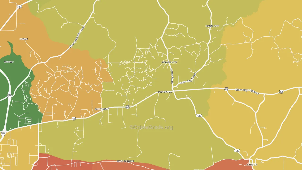 Old Union, AR Map of Vehicle Theft Rates