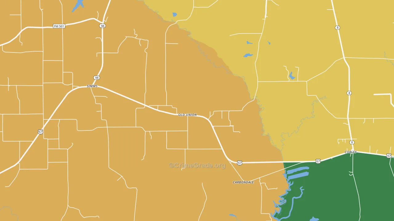 Old Union, TX Map of Vehicle Theft Rates