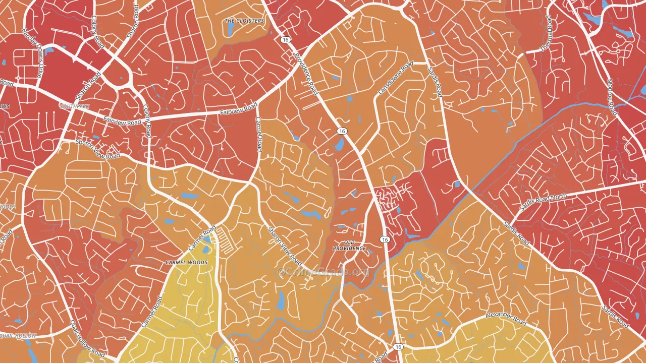 Olde Providence North, Charlotte, NC Map of Vehicle Theft Rates
