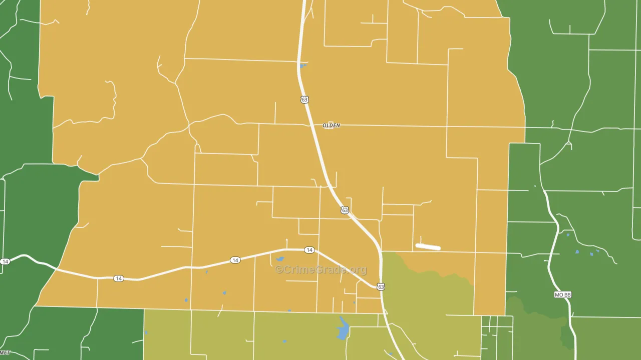 Olden, MO Map of Vehicle Theft Rates
