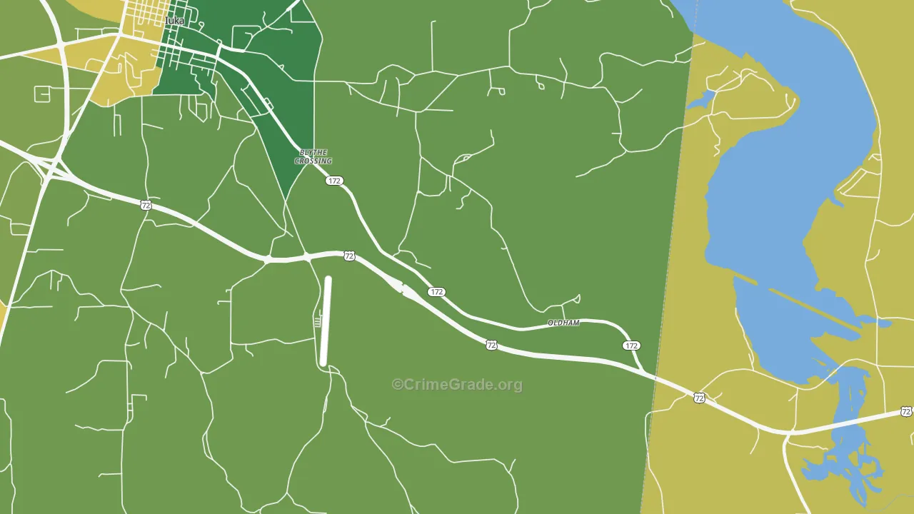 Oldham, MS Map of Vehicle Theft Rates