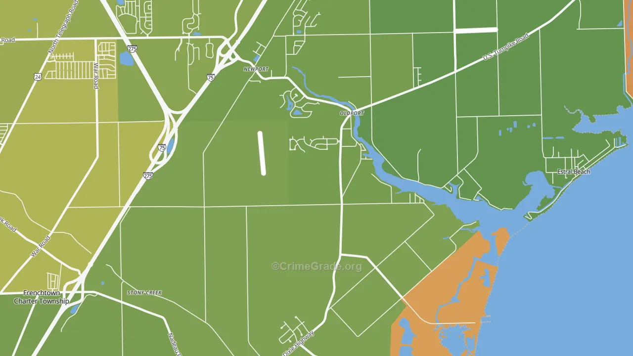 Oldport, MI Map of Vehicle Theft Rates