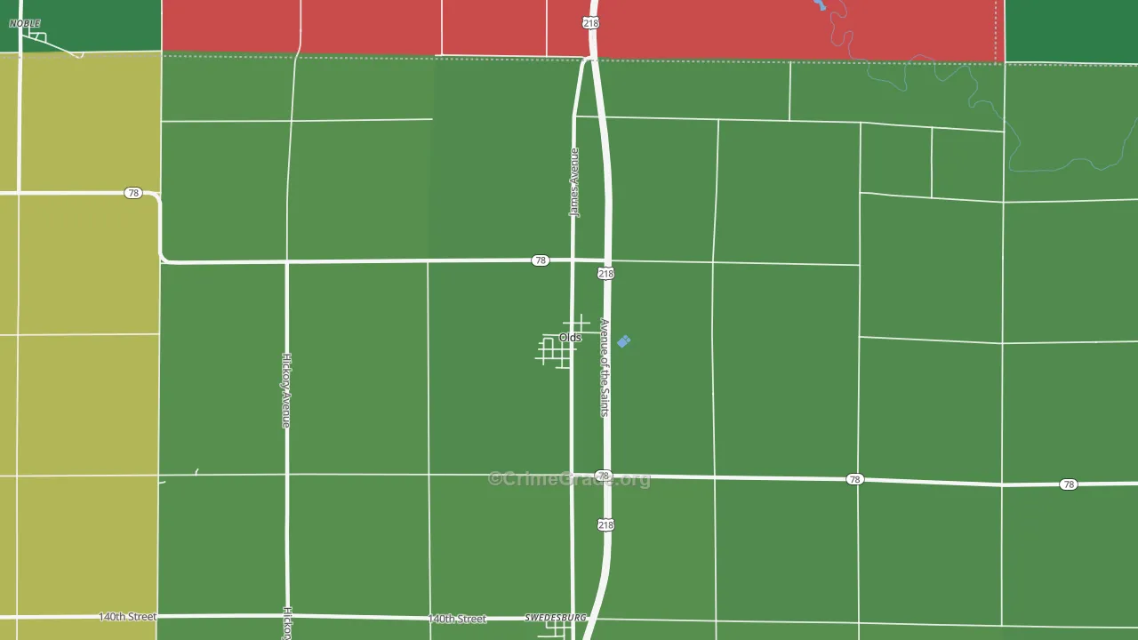 Olds, IA Map of Vehicle Theft Rates
