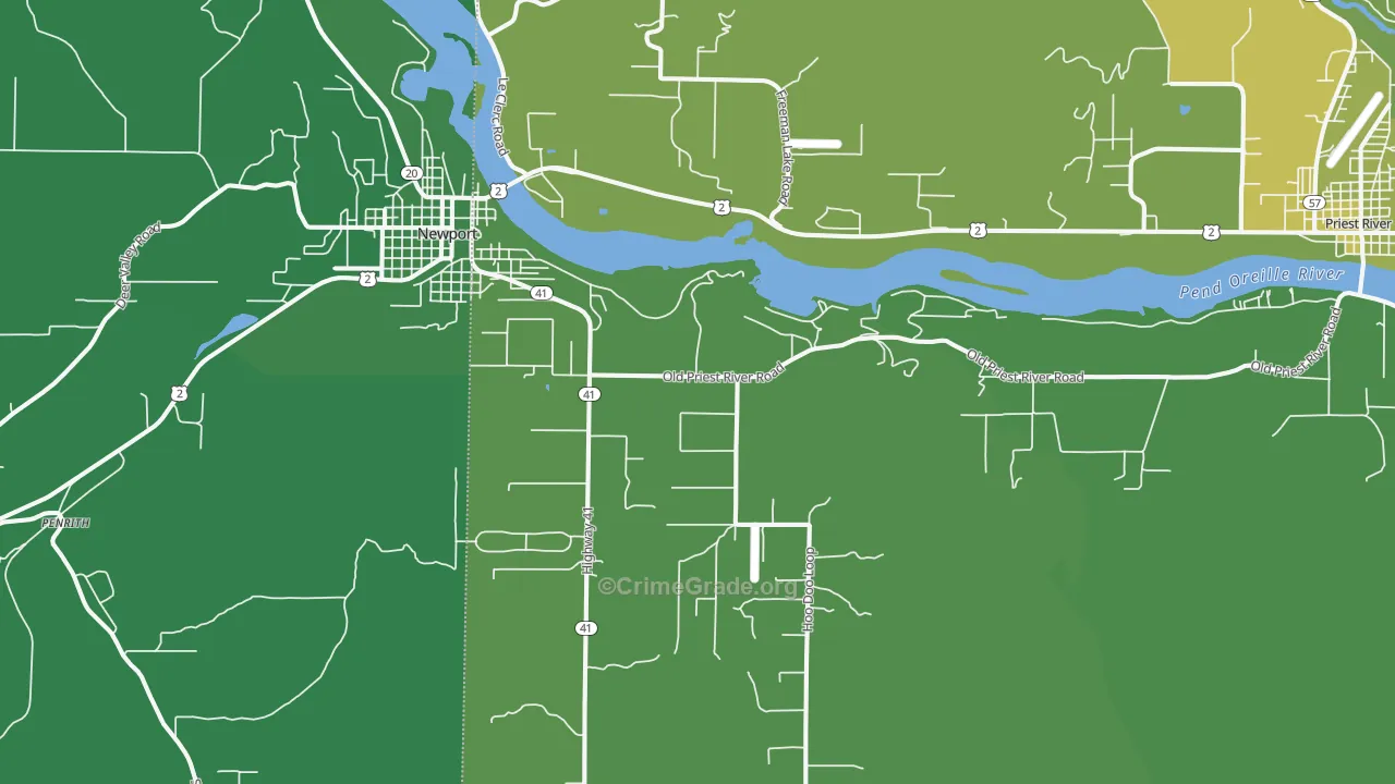Oldtown, ID Map of Vehicle Theft Rates