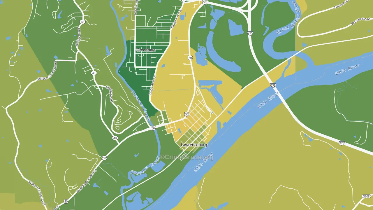 Oldtown, IN Map of Vehicle Theft Rates