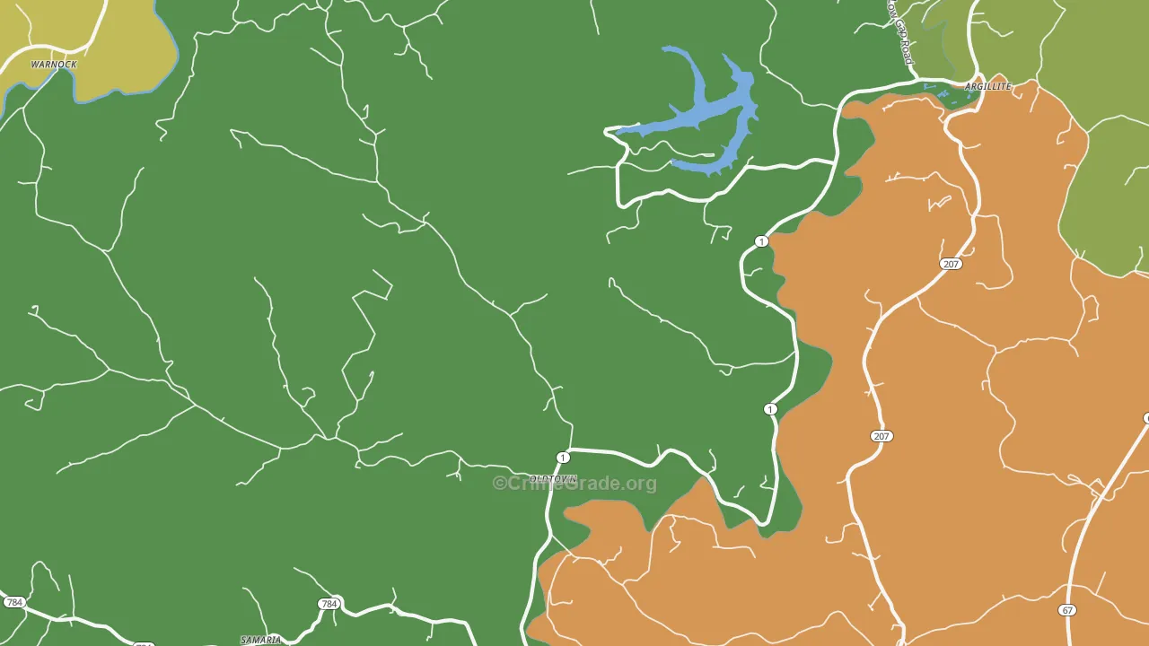Oldtown, KY Map of Vehicle Theft Rates