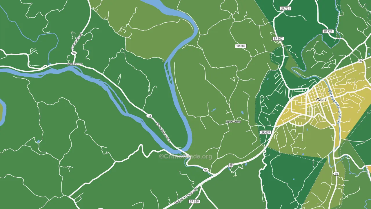 Oldtown, VA Map of Vehicle Theft Rates