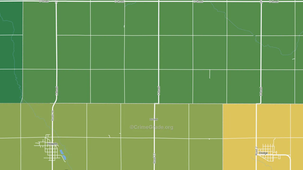 Olean, NE Map of Vehicle Theft Rates