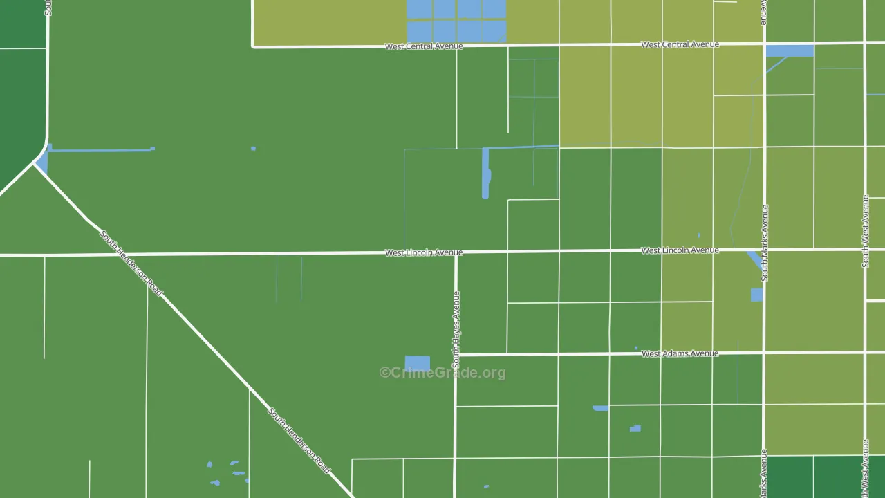 Oleander, CA Map of Vehicle Theft Rates