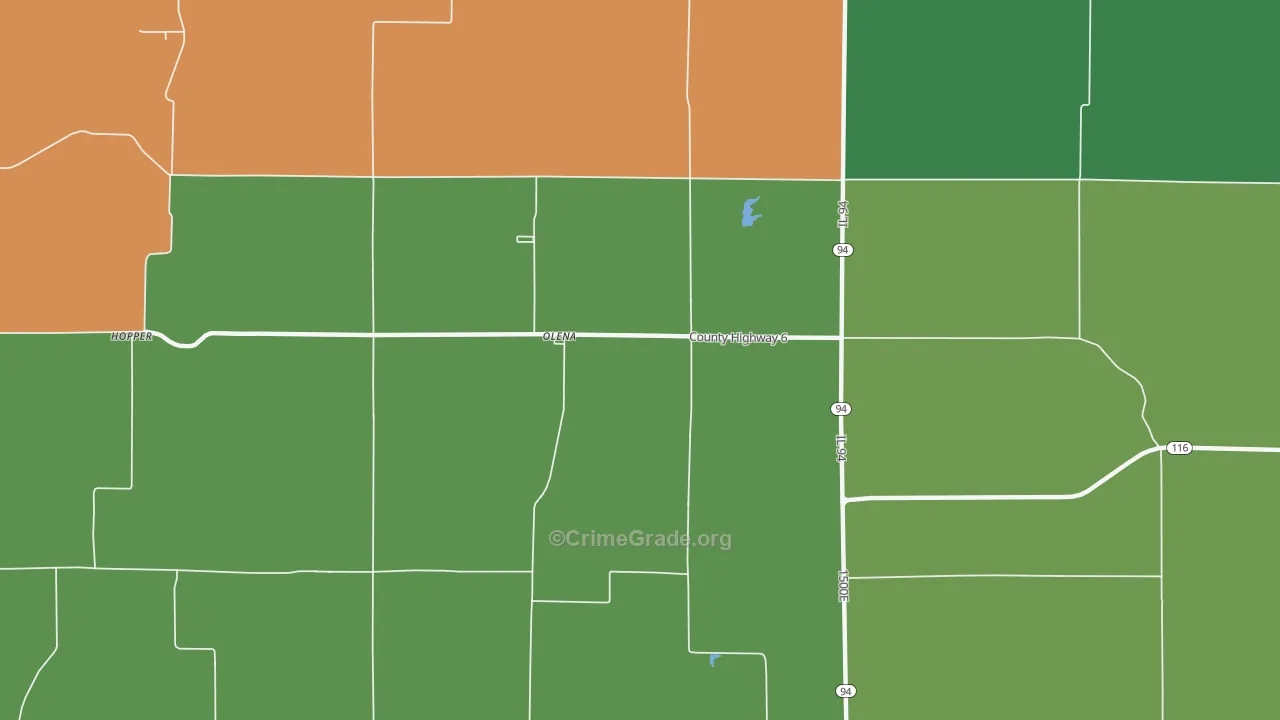 Olena, IL Map of Vehicle Theft Rates