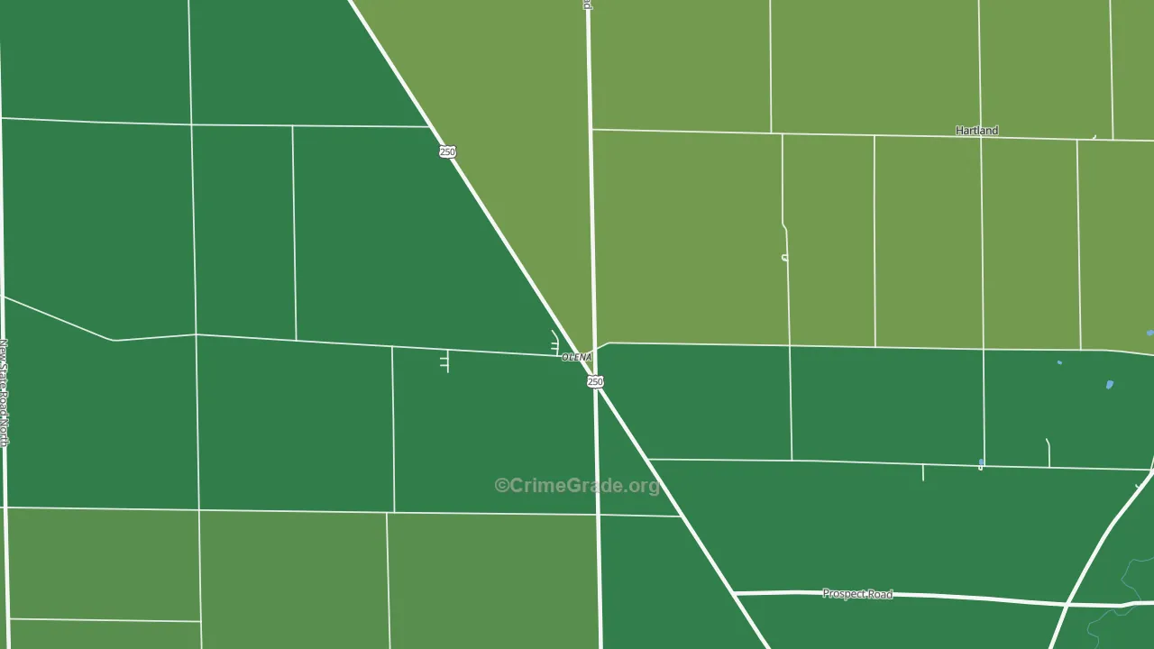 Olena, OH Map of Vehicle Theft Rates