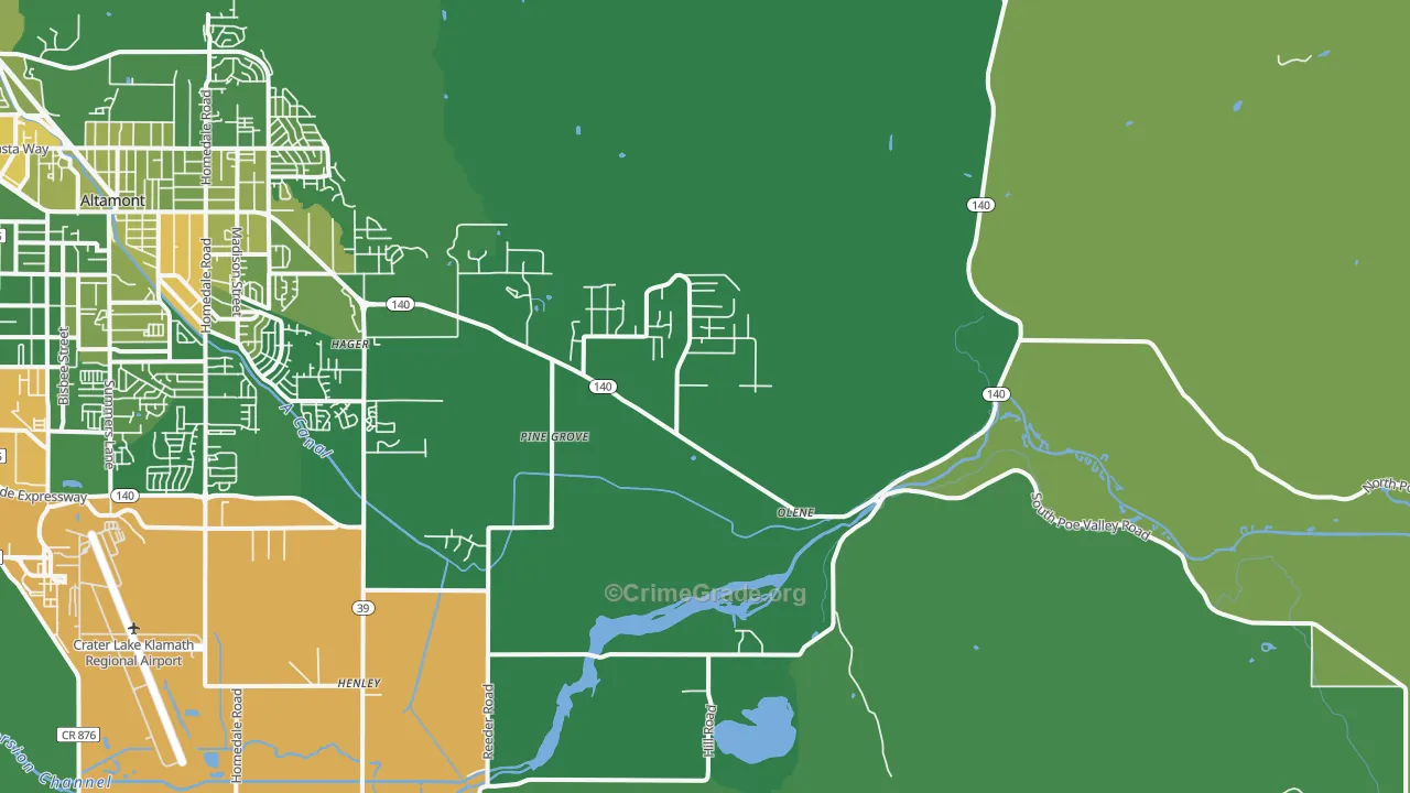 Olene, OR Map of Vehicle Theft Rates