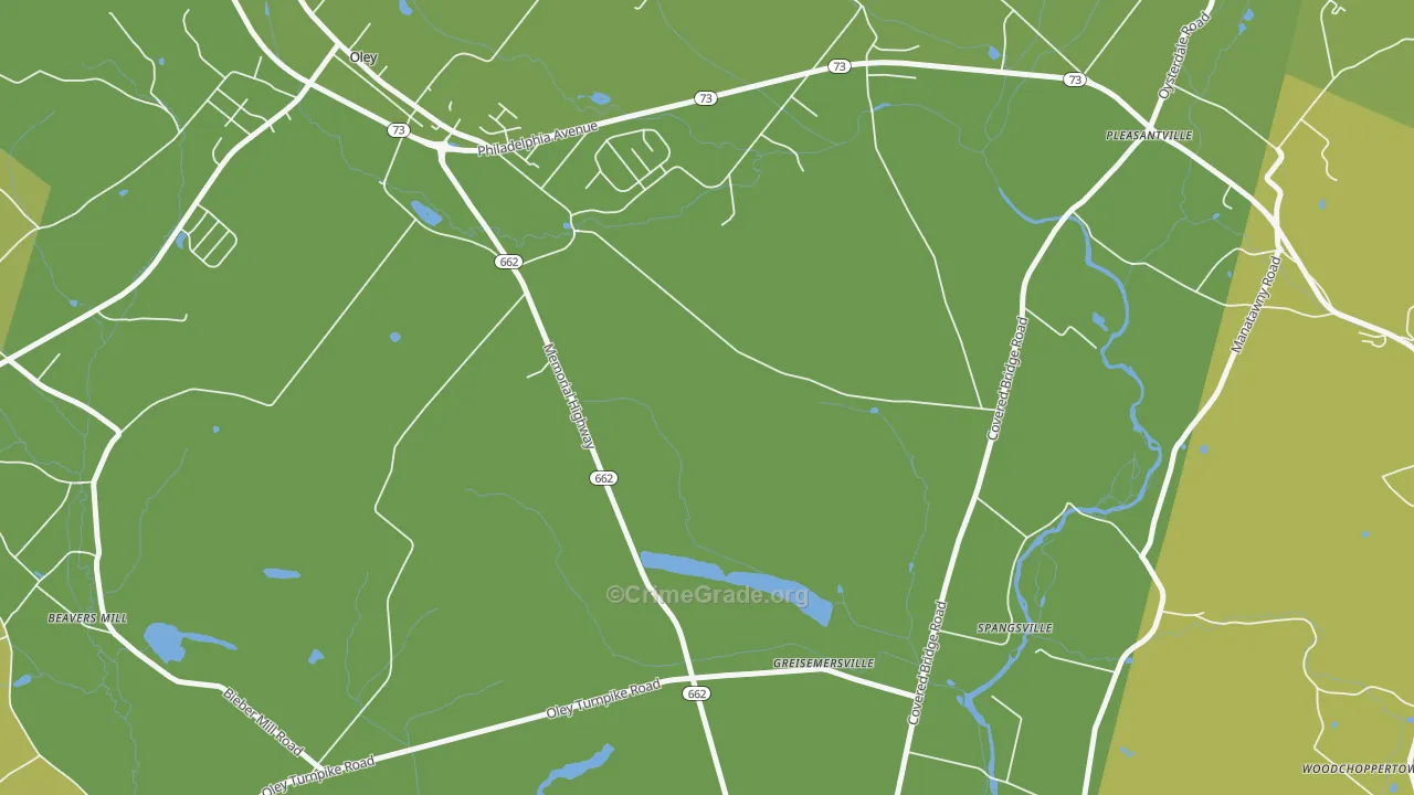Oley Furnace, PA Map of Vehicle Theft Rates