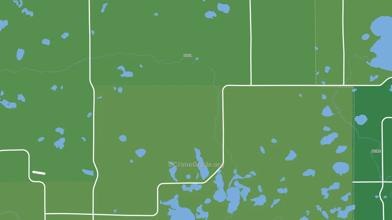 Olga, MN Map of Vehicle Theft Rates