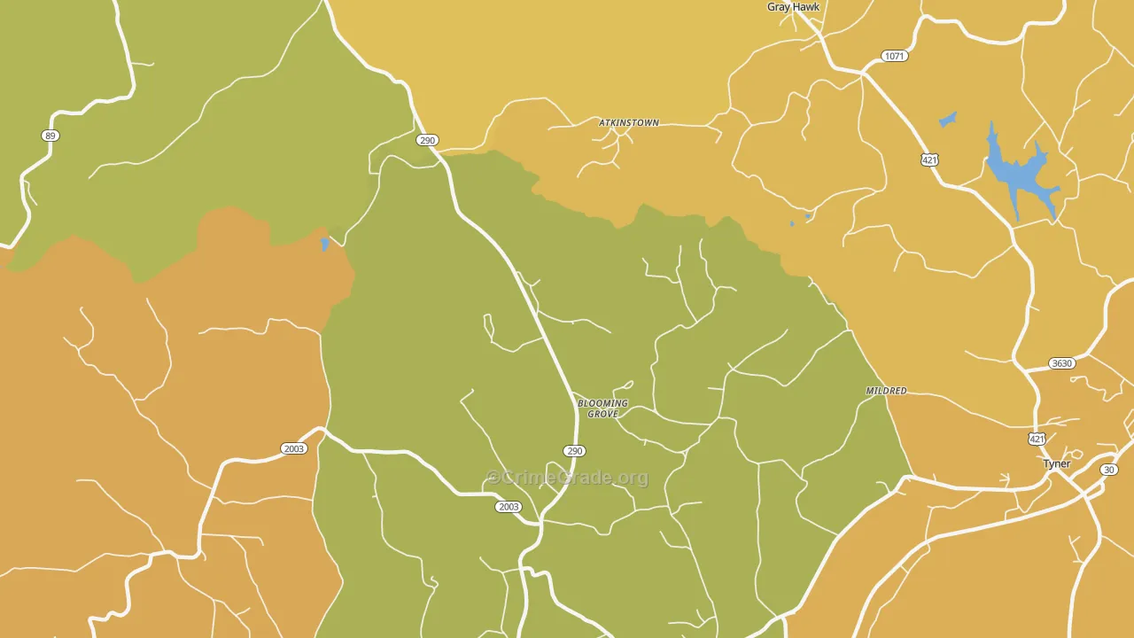 Olin, KY Map of Vehicle Theft Rates