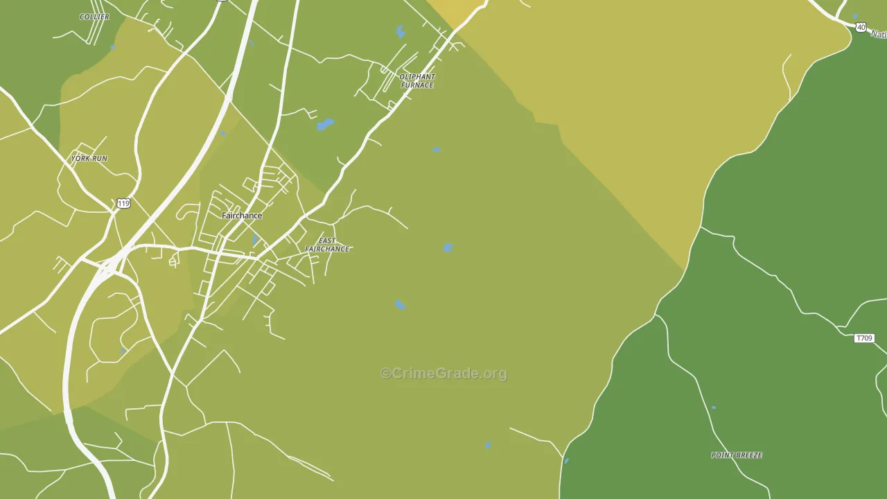Oliphant Furnace, PA Map of Vehicle Theft Rates