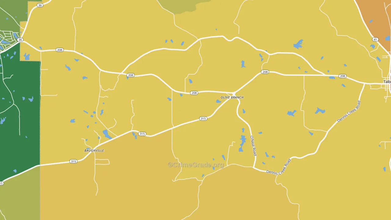 Olive Branch, GA Map of Vehicle Theft Rates