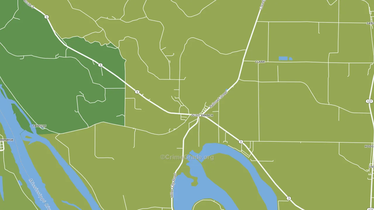 Olive Branch, IL Map of Vehicle Theft Rates