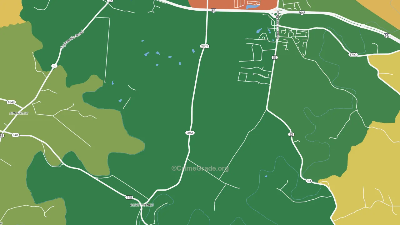 Olive Branch, KY Map of Vehicle Theft Rates