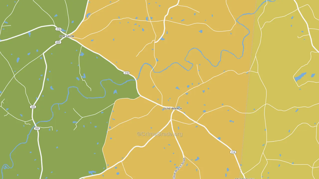 Olive Branch, NC Map of Vehicle Theft Rates