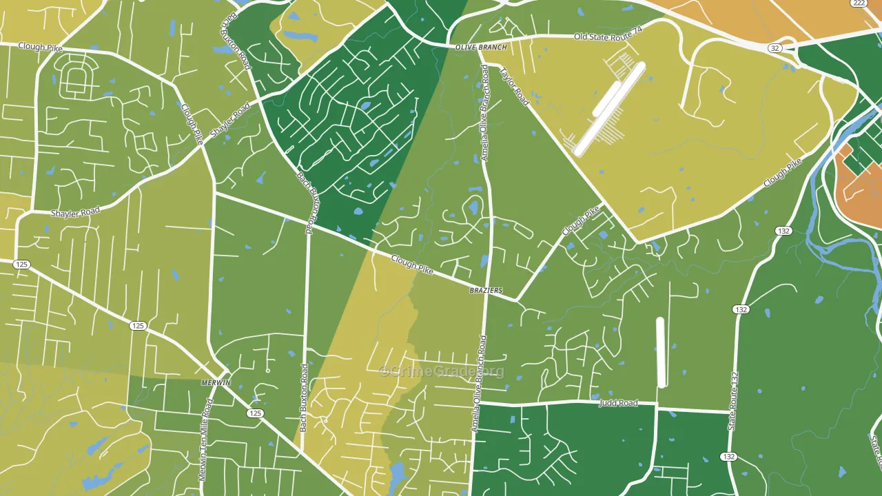 Olive Branch, OH Map of Vehicle Theft Rates