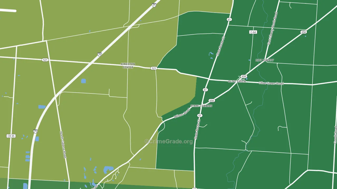 Olive Green, OH Map of Vehicle Theft Rates