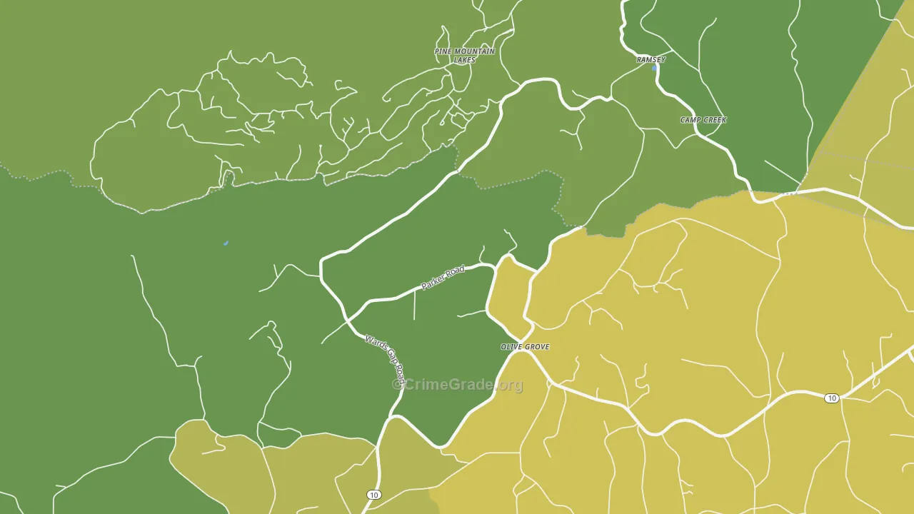 Olive Grove, NC Map of Vehicle Theft Rates