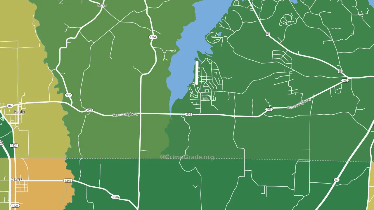 Olive, KY Map of Vehicle Theft Rates