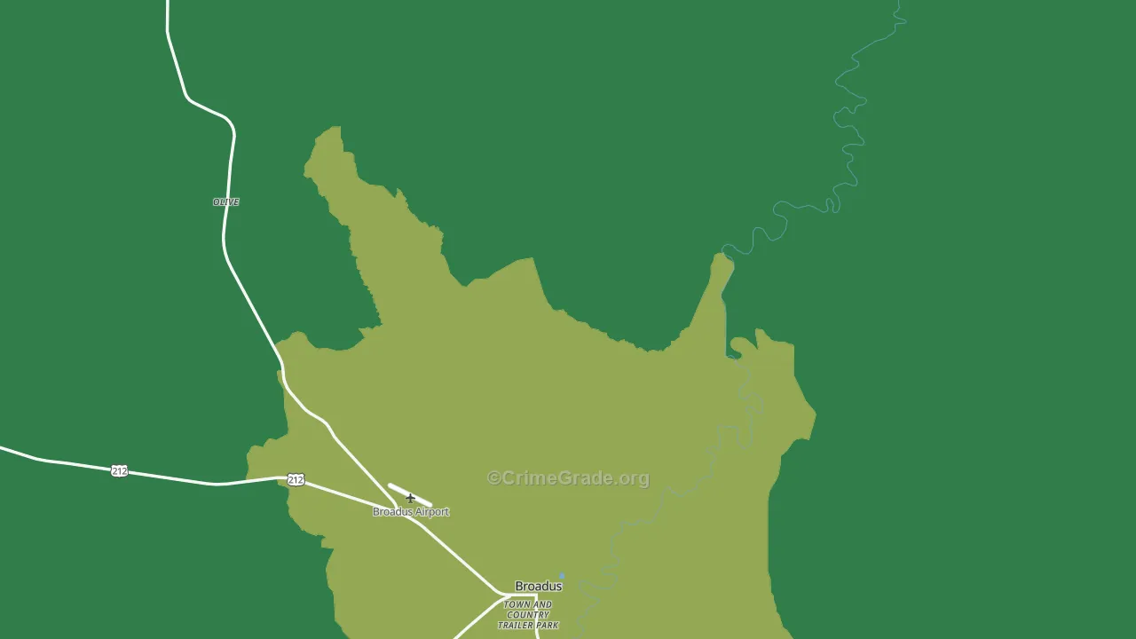 Olive, MT Map of Vehicle Theft Rates