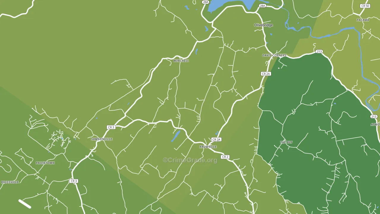 Olivebridge, NY Map of Vehicle Theft Rates