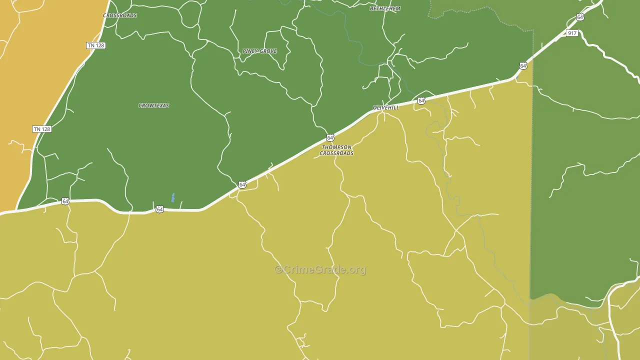 Olivehill, TN Map of Vehicle Theft Rates
