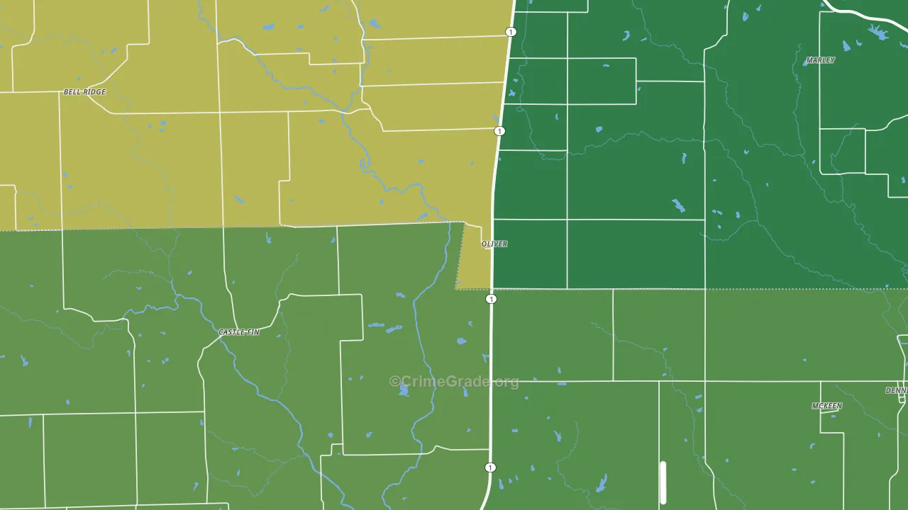 Oliver, IL Map of Vehicle Theft Rates