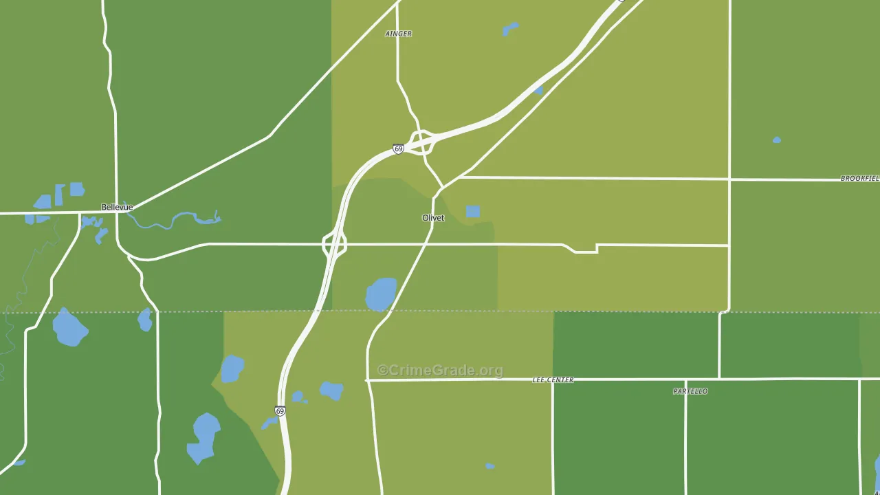 Olivet, MI Map of Vehicle Theft Rates