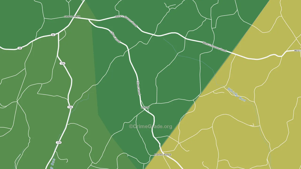Olivet, PA Map of Vehicle Theft Rates