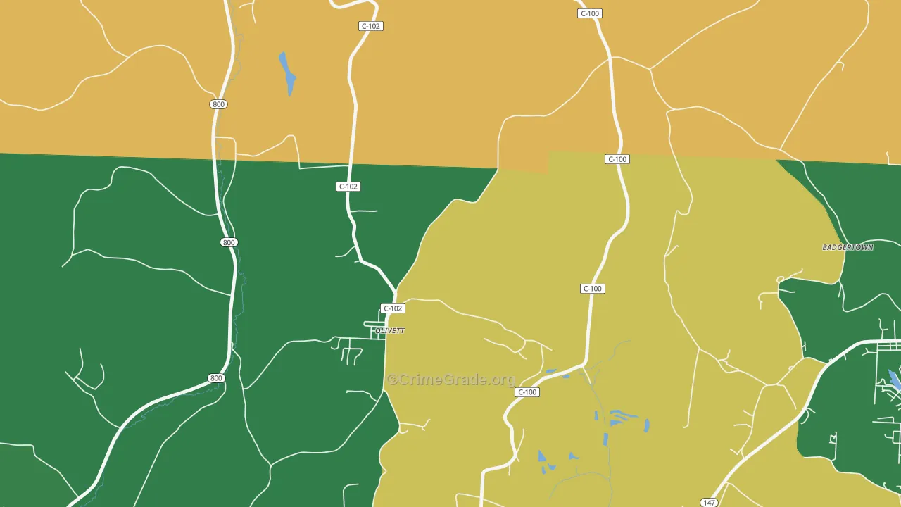 Olivett, OH Map of Vehicle Theft Rates
