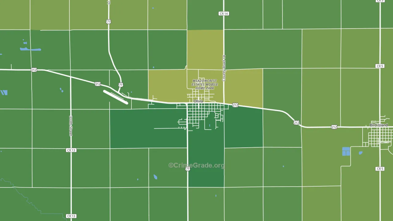 Olivia, MN Map of Vehicle Theft Rates
