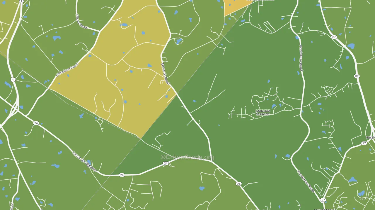 Olivia, NC Map of Vehicle Theft Rates