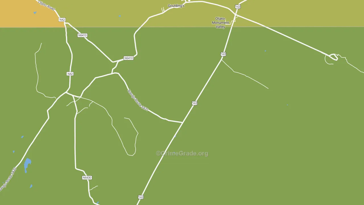 Oljato-Monument Valley, AZ Map of Vehicle Theft Rates