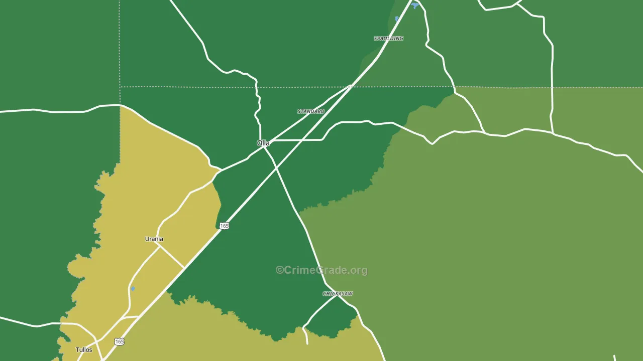 Olla, LA Map of Vehicle Theft Rates