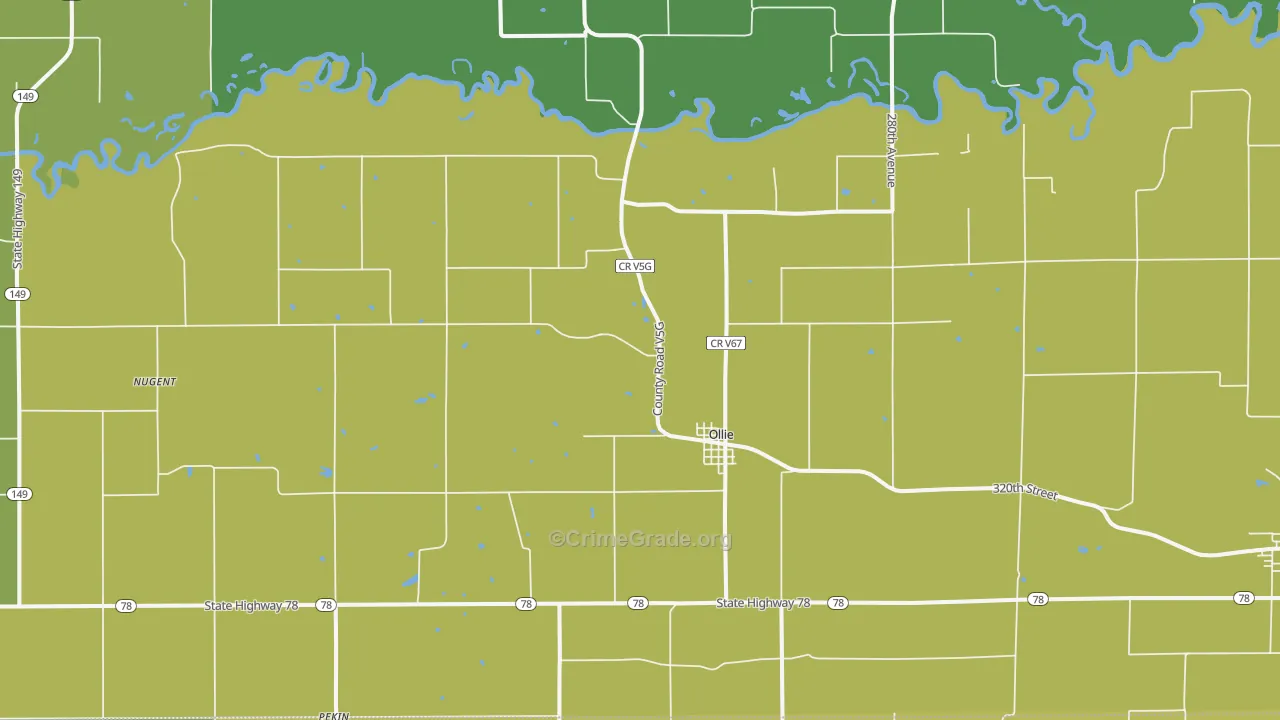 Ollie, IA Map of Vehicle Theft Rates