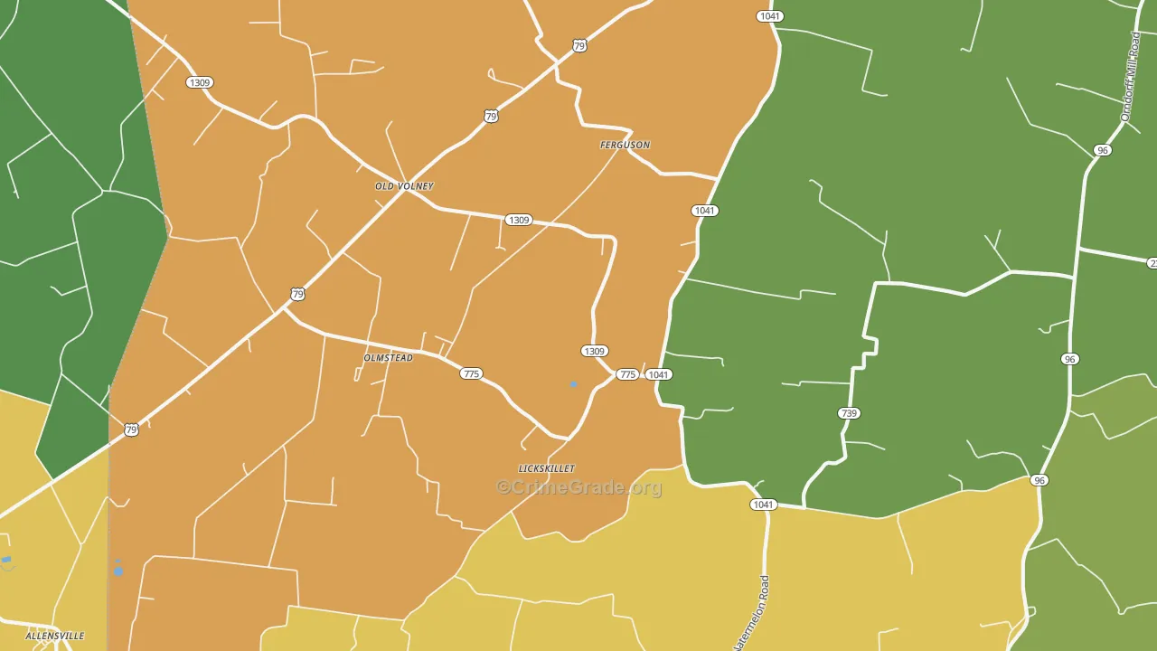 Olmstead, KY Map of Vehicle Theft Rates
