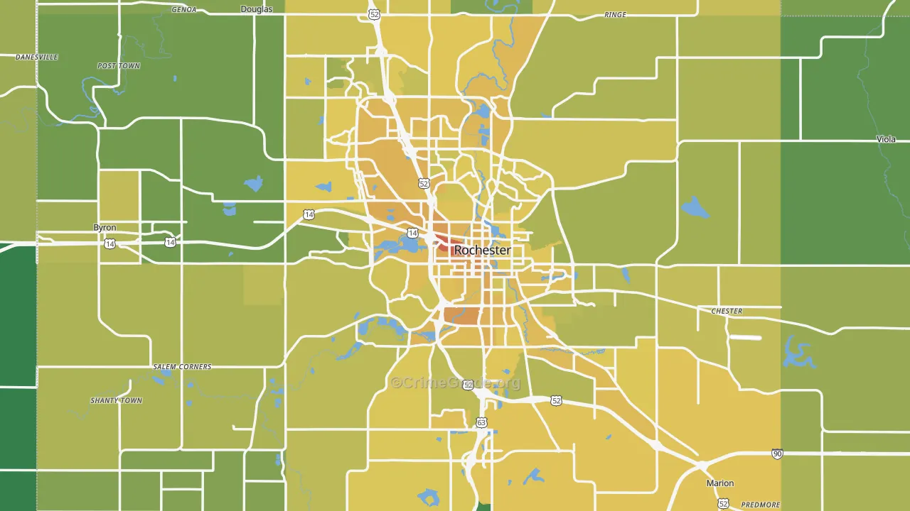 Olmsted County, MN Map of Vehicle Theft Rates