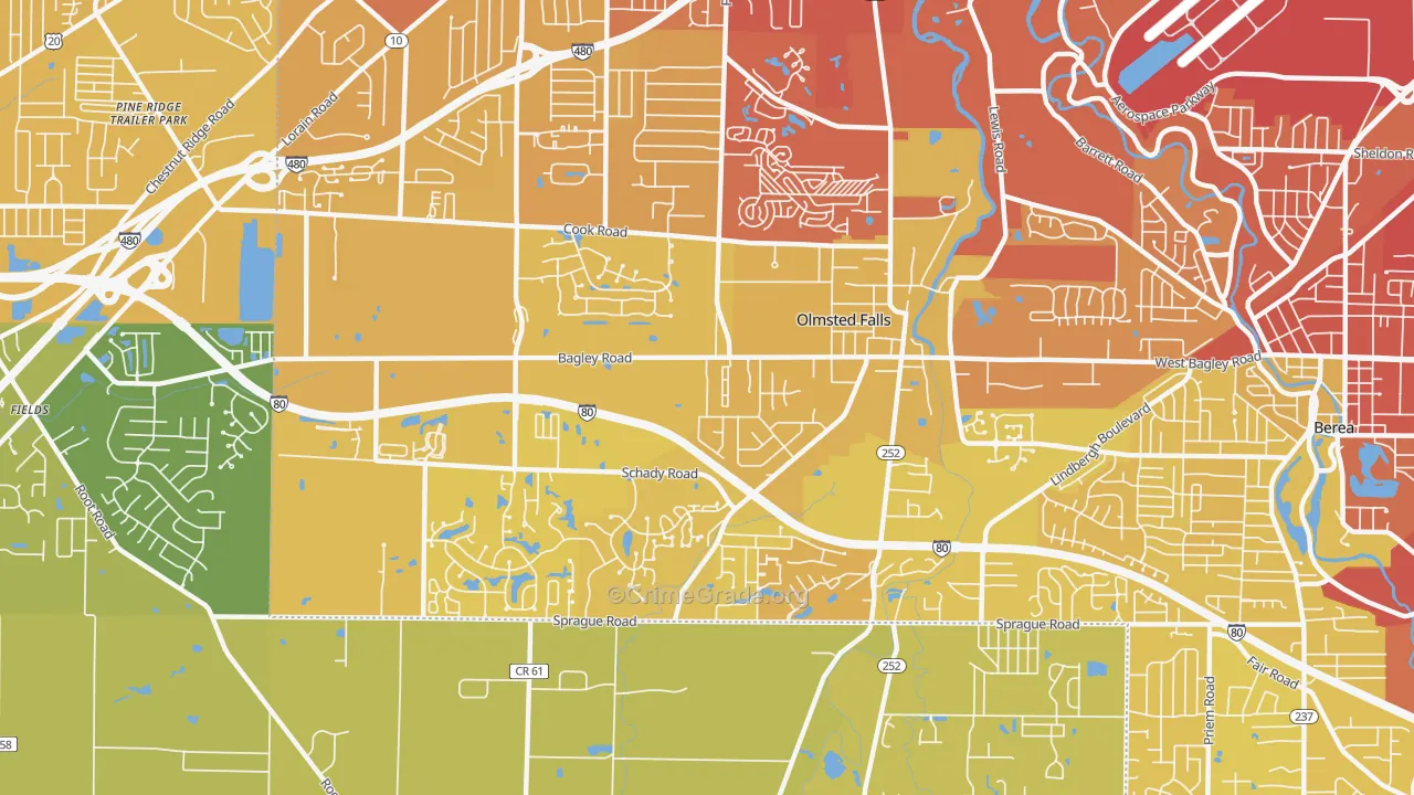 Olmsted Falls, OH Map of Vehicle Theft Rates