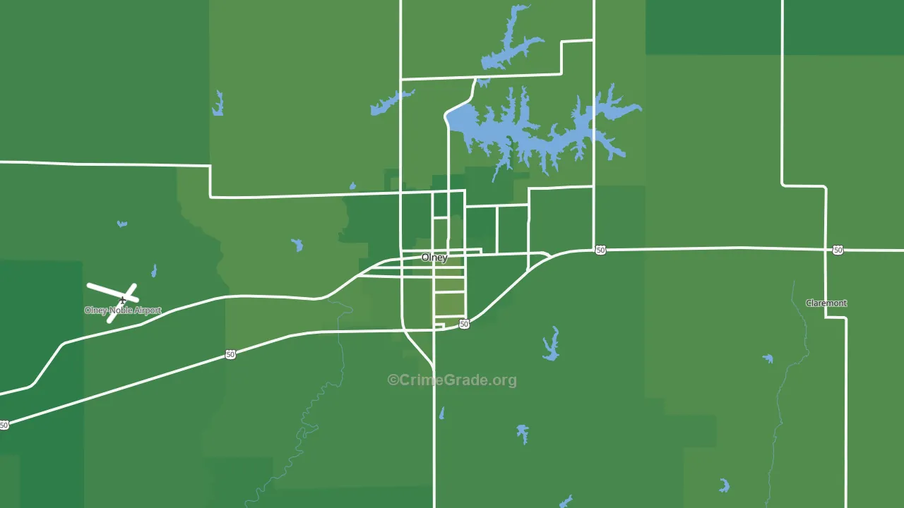 Olney, IL Map of Vehicle Theft Rates