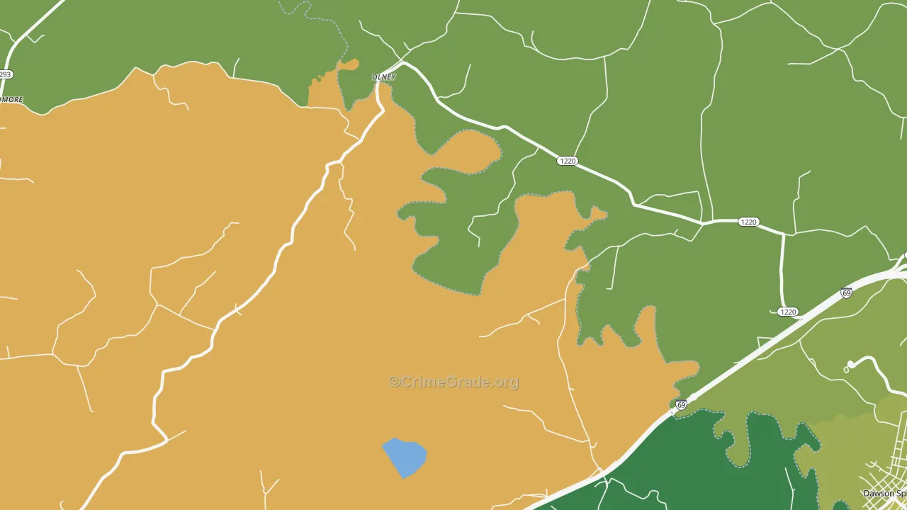 Olney, KY Map of Vehicle Theft Rates