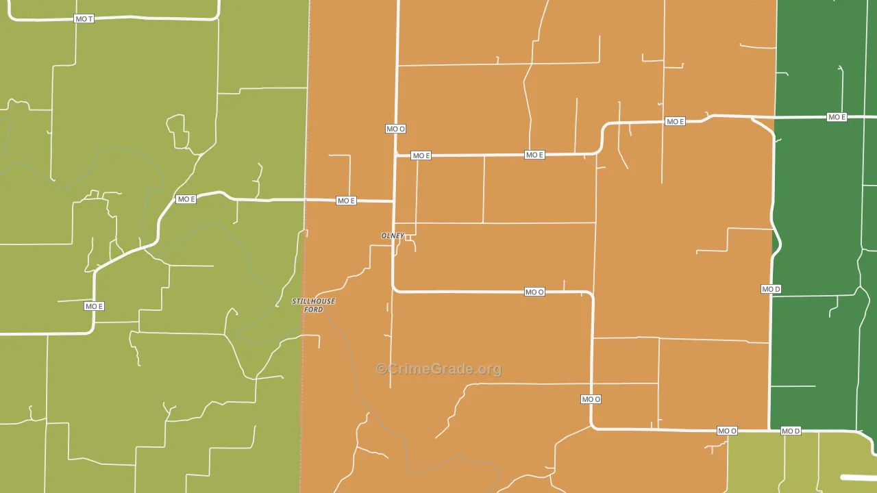 Olney, MO Map of Vehicle Theft Rates